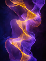 Obraz premium Purple and gold ribbons of light swirl gracefully in an electric display