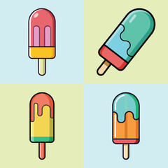 cartoon ice pop vector illustration in colorful grid - a vibrant illustration of four ice pop, perfect for logos, icons and, food themed designs