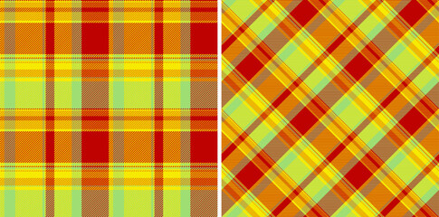 Vibrant plaid patterns in red, yellow, and light green.  Perfect for textile design, fashion, and website backgrounds.  Two distinct styles offer versatile options for your projects. Download now
