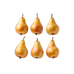 Six Yellow Pears Perfectly Isolated for Branding, Culinary, and Artistic Projects, PNG File