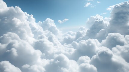 Scenic View of Thick White Clouds Against a Bright Blue Sky Background : Generative AI
