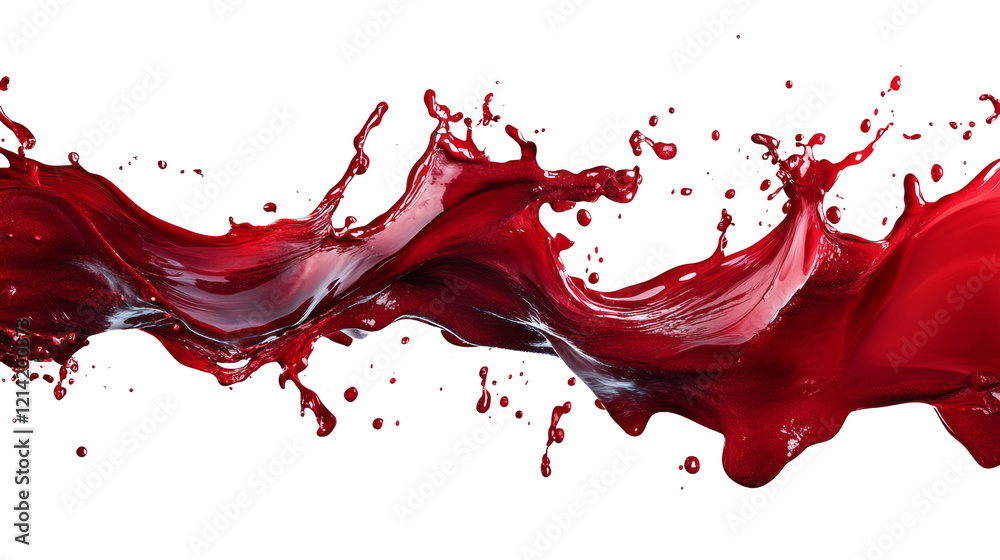 Aufkleber A vibrant red liquid is dynamically splashed across a black background showing movement and texture.