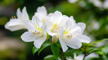 Fototapeta premium Beautiful cluster of white flowers in garden setting with lush green surroundings : Generative AI