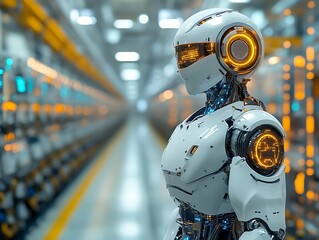 Fototapeta premium Futuristic robot in factory.