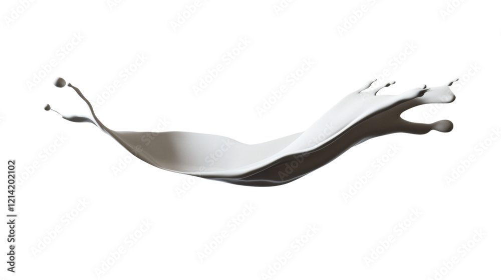 Aufkleber a dynamic splash of white liquid against a black background, showcasing its smooth texture and flowi