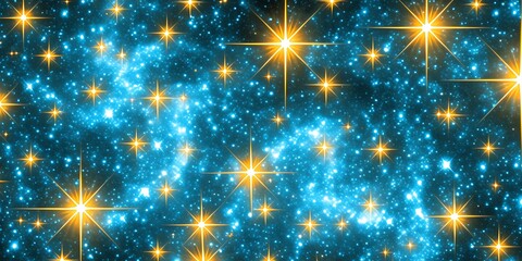 Teal nebula with bright stars.