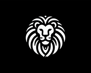 Lion Logo Design Vector Template. Lion Head Logo Icon Vector illustration. Black and white Lion head vector illustration.