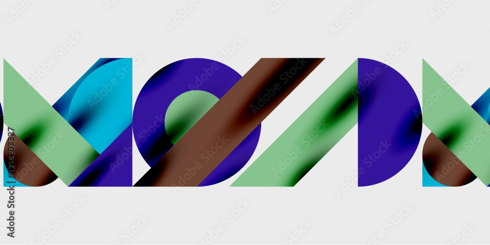 Poster modern abstract background featuring circles, lines, and triangles in a dynamic geometric compositio