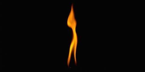 black background with a single tall flame rising upwards from the center, vertical, sleek, fire element