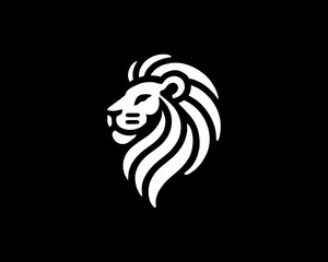 Lion Logo Design Vector Template. Lion Head Logo Icon Vector illustration. Black and white Lion head vector illustration.