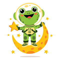 Cartoon Animal At Space Illustration
