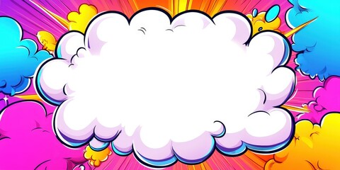 Bold Pop Art Border Framing a White Blank Text Area with Vibrant Colors, and Playful Design Elements.