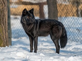 Obraz premium Black Wolf in Winter