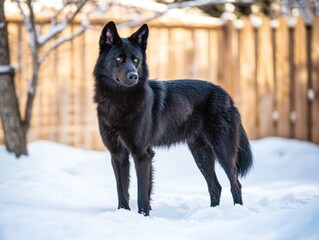 Naklejka premium Black Wolf in Winter