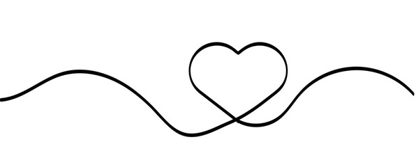 Fototapeta premium Continuous thick line drawing heart for Valentine's Day
