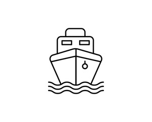 Simple line art illustration of a ship sailing on water.  Perfect for websites, apps, or presentations needing a clean, modern nautical icon.