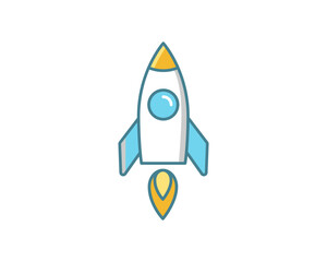 A vibrant, cartoonstyle rocket launching upwards.  Perfect for websites, presentations, or apps needing a playful, dynamic element representing growth, innovation, or a new beginning.