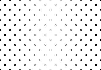 X sign cross seamless pattern. Abstract simple multiplication sign pattern can be used background. The pattern is evenly filled. Vector illustration on white background