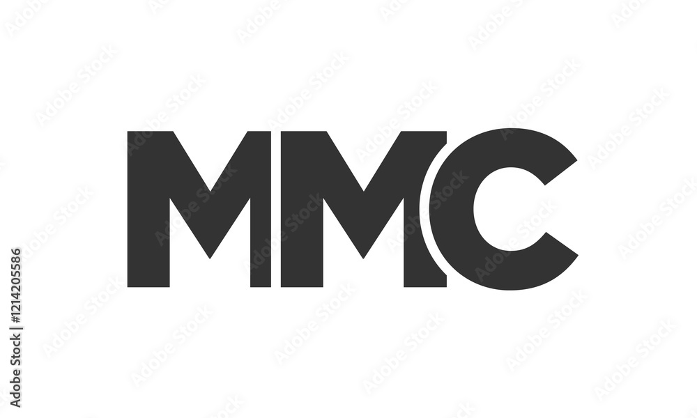 Poster mmc logo design template with strong and modern bold text. initial based vector logotype featuring s