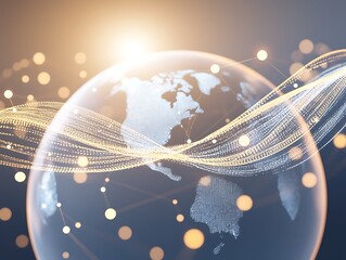 Global network connection, digital data flow around earth.