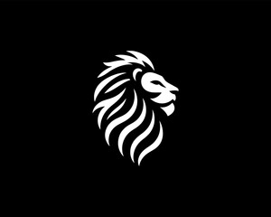 Lion Logo Design Vector Template. Lion Head Logo Icon Vector illustration. Black and white Lion head vector illustration.