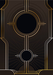 Streamline Moderne Background, 1930s Style Decorative Ornamental Backdrop for Retro Posters, Covers, Illustrations. Art Deco Colors, Gradients, Shapes