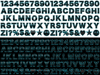 文字フチ16青緑、19黒