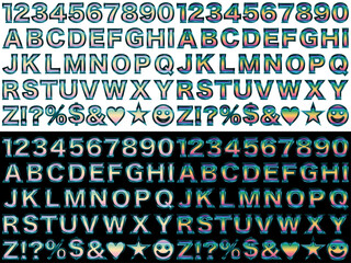 文字フチ16青緑、20虹