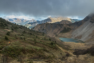 Paysage du Chablais &agrave; l' automne , au Lac de Tavaneuse , Abondance , Haute-Savoie , Alpes , France