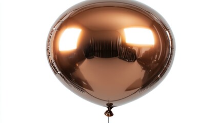 Reflective Bronze Balloon Isolated on White Background