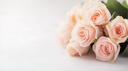 Soft Peach Roses on White Background for Elegant Floral Design