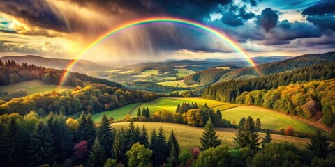 Obraz premium Odenwald's vintage charm: breathtaking German landscapes in retro colors. Scenic views await.