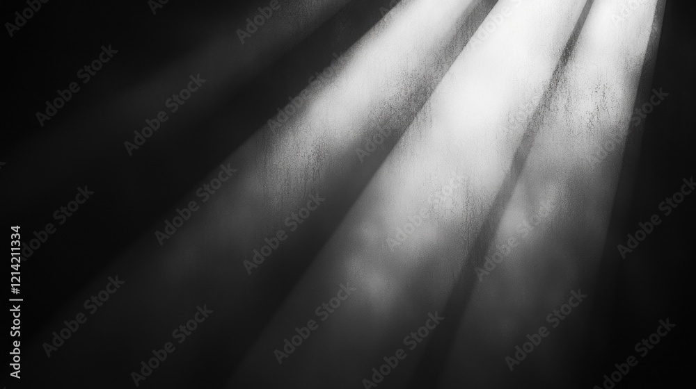 Poster soft beams of light cascade through a soft gray gradient, bringing an elegant and calming vibe to th