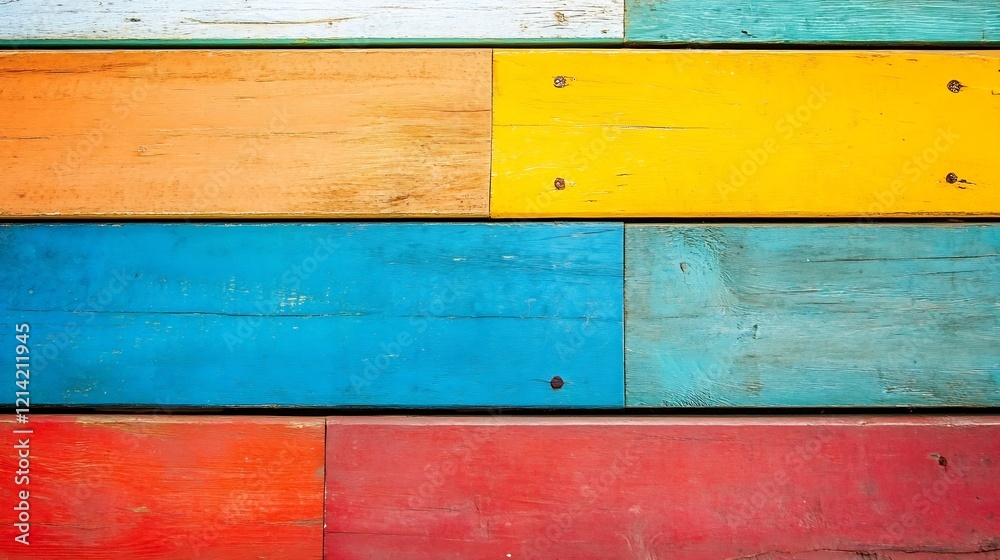 Poster colorful rustic wooden planks textured background for vintage design projects : generative ai