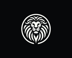Lion Logo Design Vector Template. Lion Head Logo Icon Vector illustration. Black and white Lion head vector illustration.