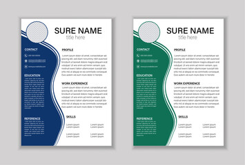 Clean Modern Resume and Cover Letter Layout Vector Template for Business Job Applications, Minimalist resume cv template