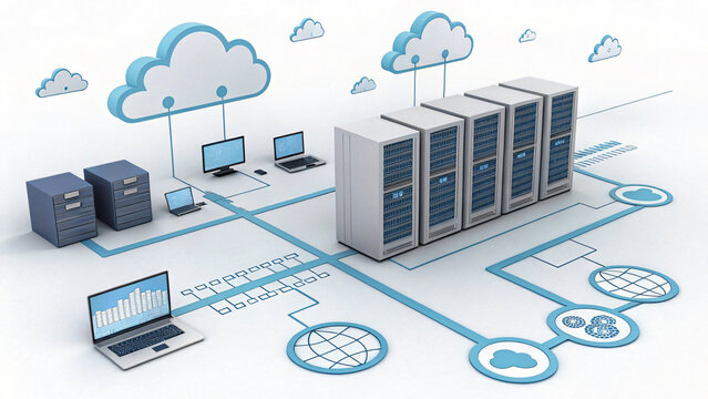 Modern Data Center with Cloud Computing and Network Infrastructure