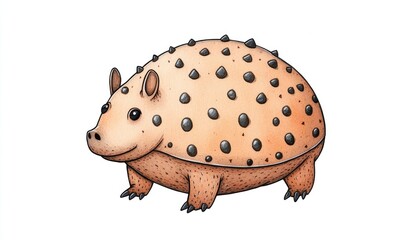 Cartoon-style illustration of a unique, spiky creature resembling a hedgehog, set against a plain background