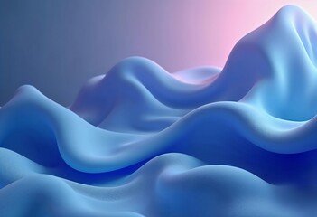 Obraz premium Waves of Tranquility Captured in a Soft Blue Landscape Under Gentle Lighting. Generative AI