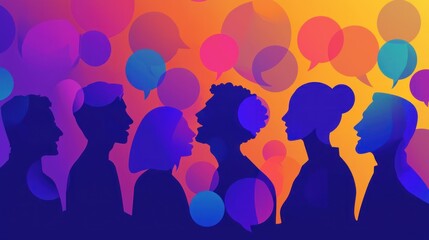 A social media-style graphic of people talk icons, representing online conversations.
