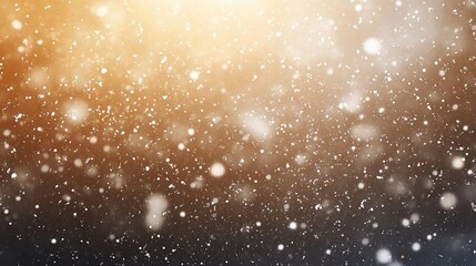 Fototapeta premium Abstract winter background with falling snow and warm light.