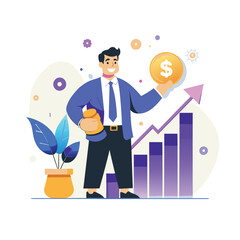 Confident Businessman Displays Financial Growth
