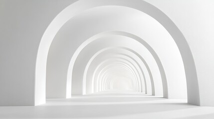 Obraz premium Abstract architecture background, futuristic white arched interior