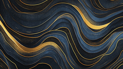 Abstract digital background electromagnetic wave background Innovation digital wave, information technology background and green luxury background with golden line decoration and curve light effect