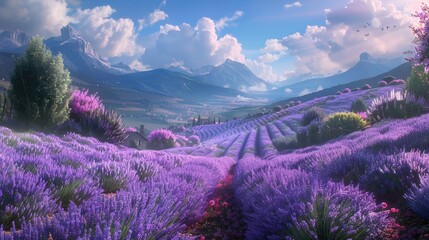 Obraz premium Rolling hills of lavender fields in Provence
