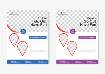 Travel poster or flyer design layout space for photo background.