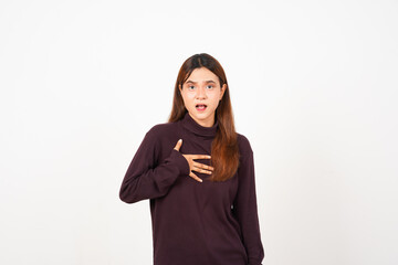 Do you Blame Me Concept Of Beautiful Asian Woman Isolated On White Background