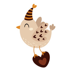 Valentine animal clipart. Cute bird clipart. Valentines day clipart in cartoon flat style. Hand draw vector illustration