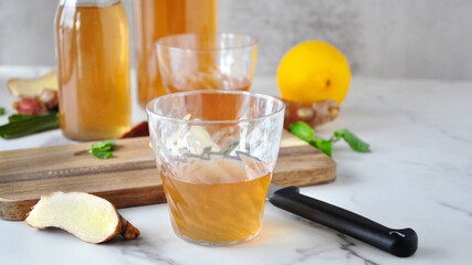 A Glass of Natural Probiobic Kombucha Drinks