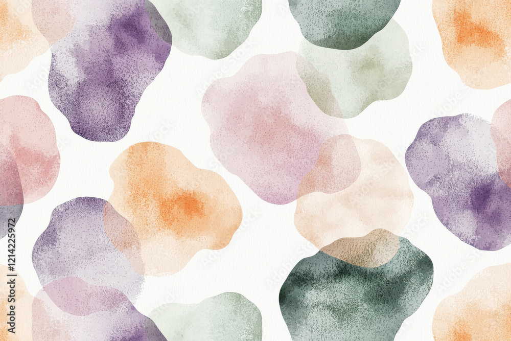 Poster artistic abstract pattern of watercolor blobs in pastel tones on a matte background
